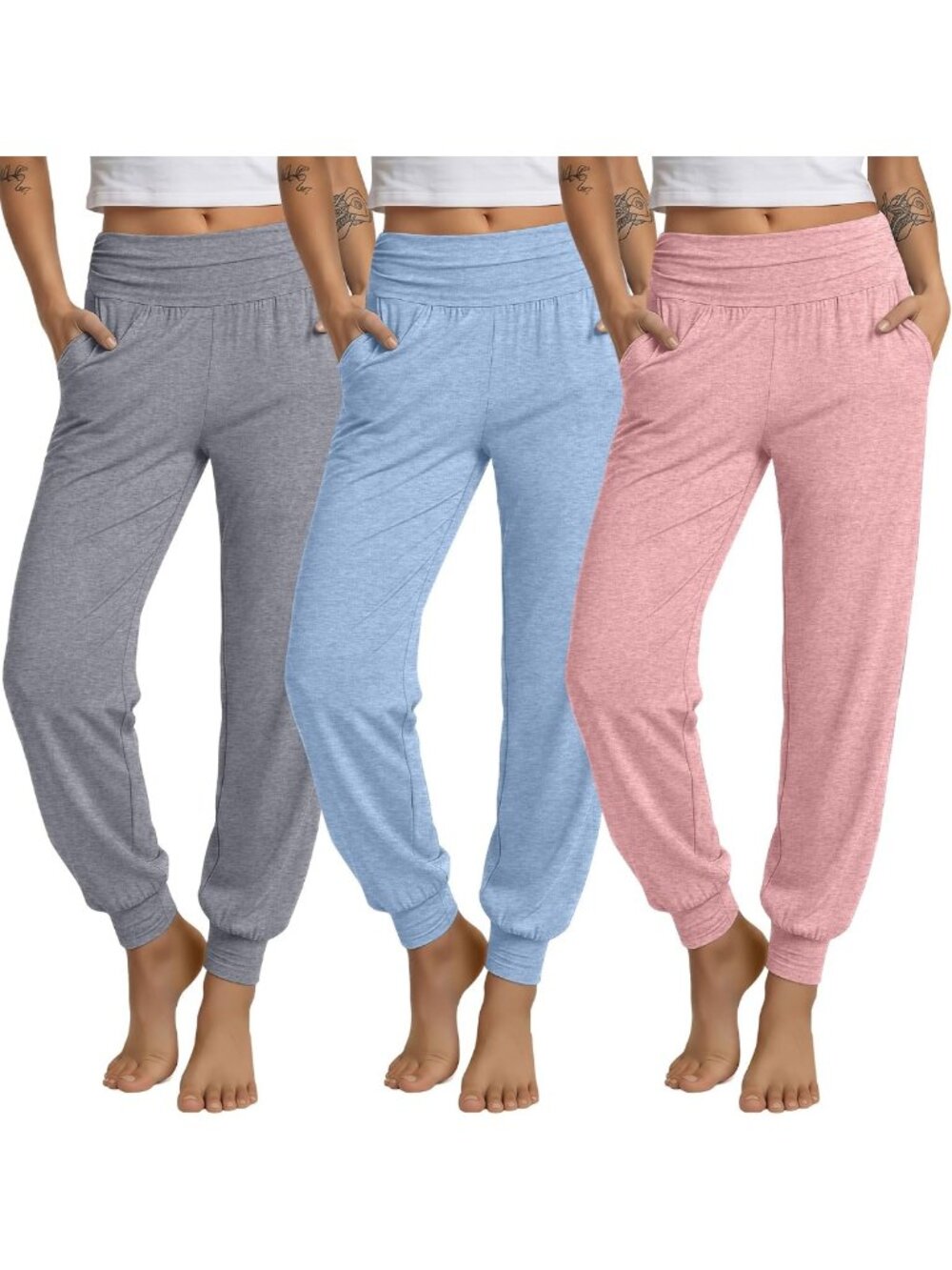 Cozy 3-Pack Women's Loose Joggers & Yoga Pants with Pockets for Comfort & Style